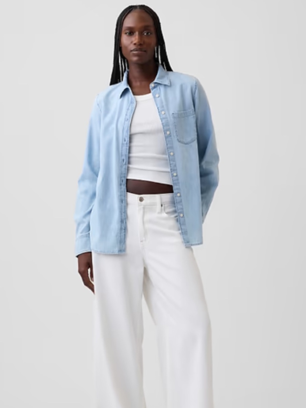 GAP Women’s Light Wash Denim Button-Down Shirt